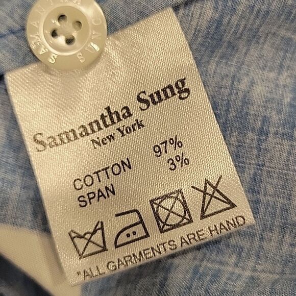 Samantha Sung Blue Patterned Dress Cotton,size 10 - Picture 9 of 9